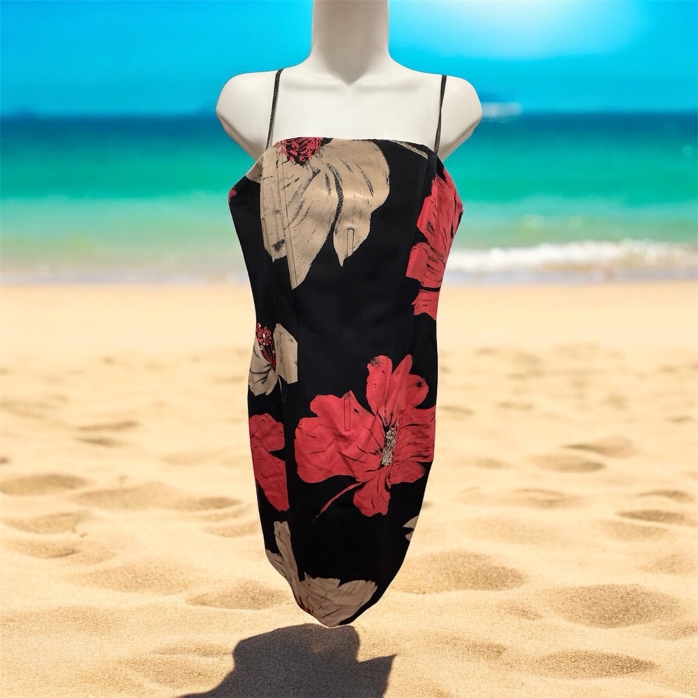 David Meister Black and Red Floral Dress size 10